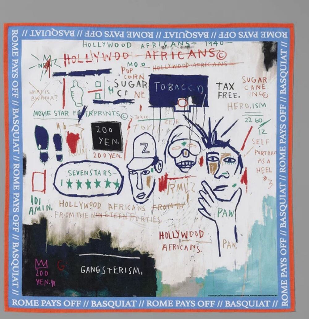 New Jean-Michel Basquiat Hollywood Africans Wall Hanging Bandana 100% Cotton